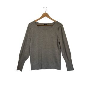 NWT Talbots Women's Metallic Silver Long Sleeve Crew Neck Knit‎ Top Medium